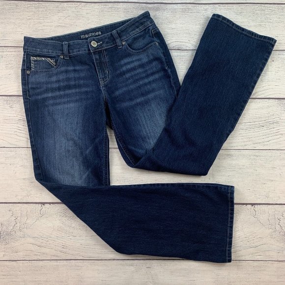 Maurices Denim - Maurices Jeans 10 R Bootcut Dark Wash Factory Fading Inseam 31" Flap pockets